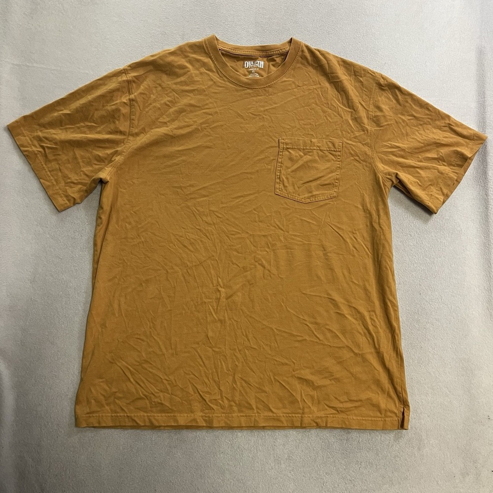 Duluth Trading Co T-Shirt Men's Size XL Relaxed Fit Longtail Mustard Yellow Tee